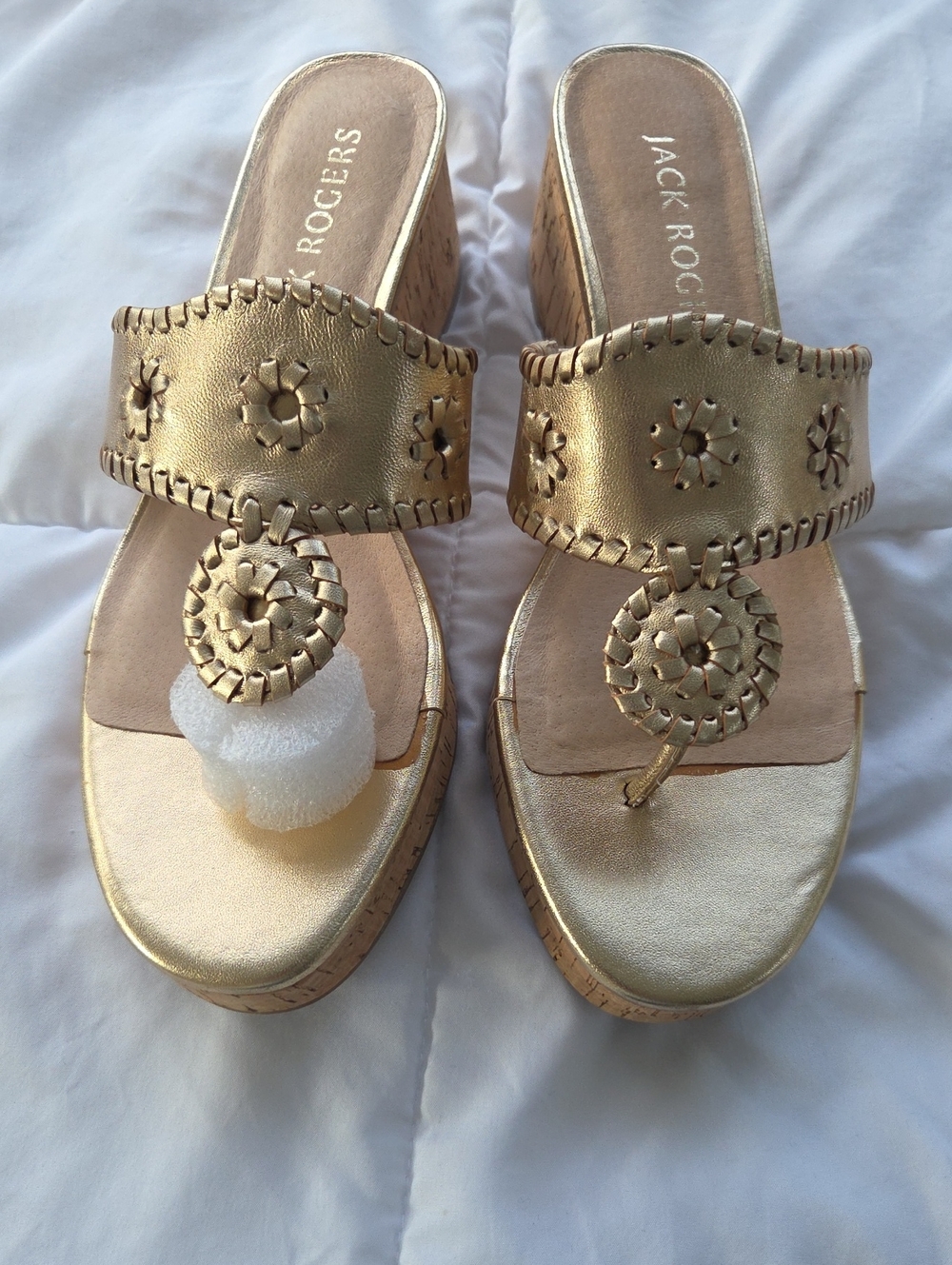 Jack Rogers Metallic Gold Wedge Sandals